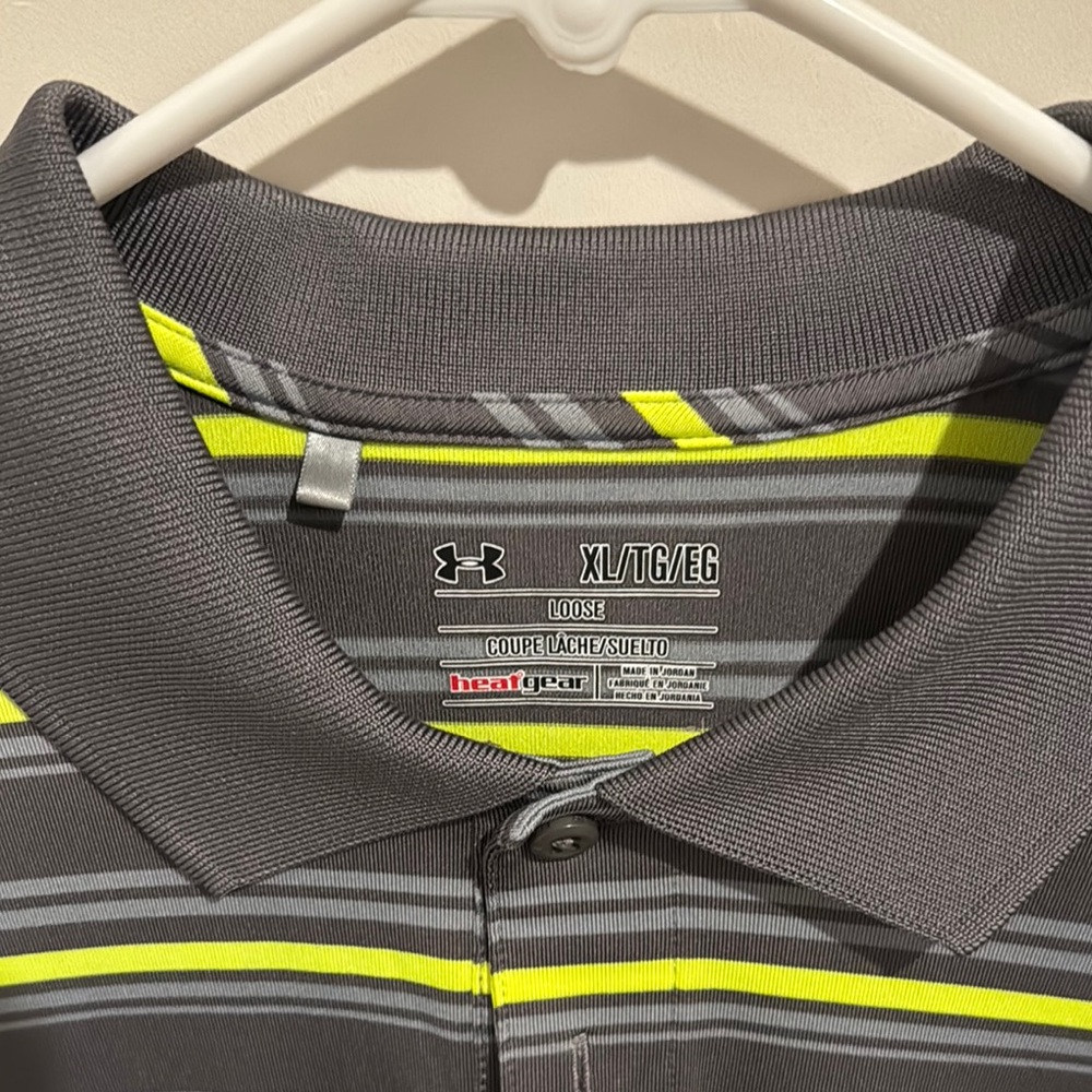 Under Armour Gray and Yellow Polo Shirt with High-Visibility Accents
